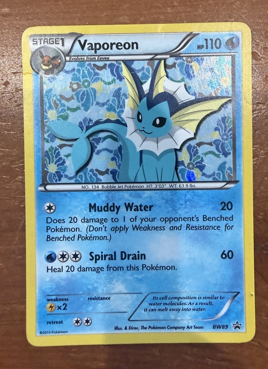 Vaporeon BW89 Black White Star Promo LO Holo 🔥 Pokemon