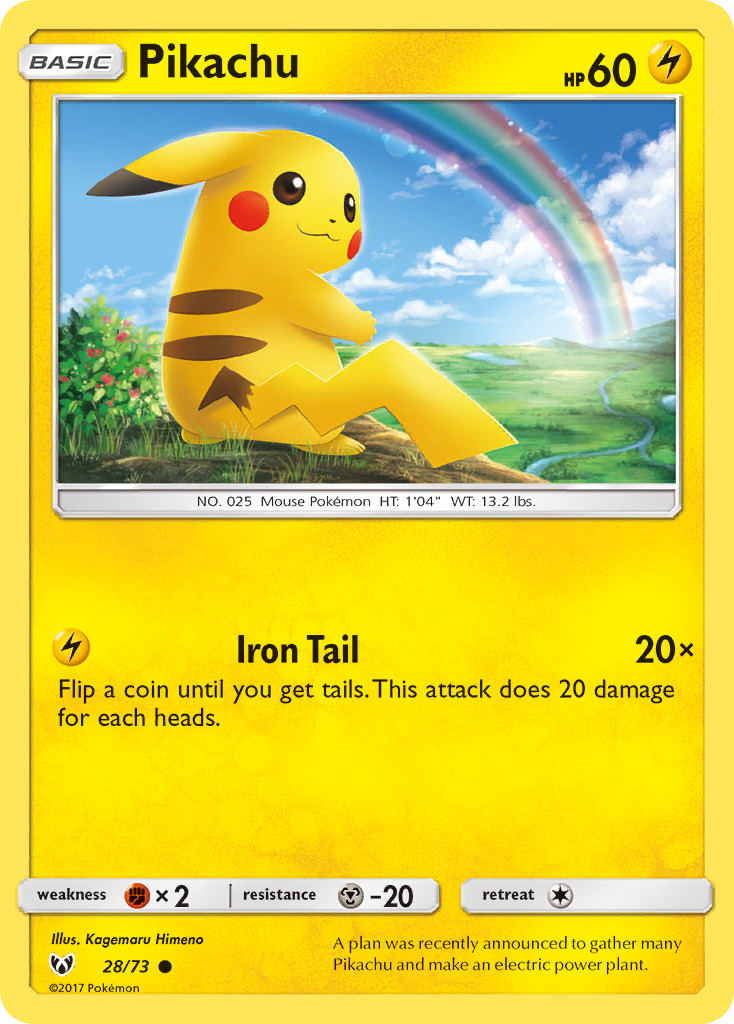 Pikachu 28/73 Pokemon Common Shining Legends Near Mint
