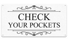 12x6 inch Retro Metal Laundry Room Sign "Check Your Pockets" Wall Decor