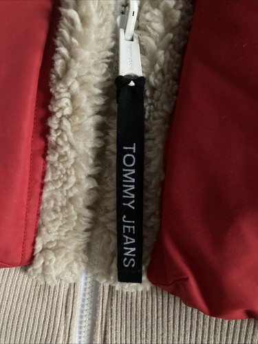 Tommy Jeans Rot Glanz Wende Puffer/Bomberjacke. Größe L (UK 14) - Bild 10 von 15