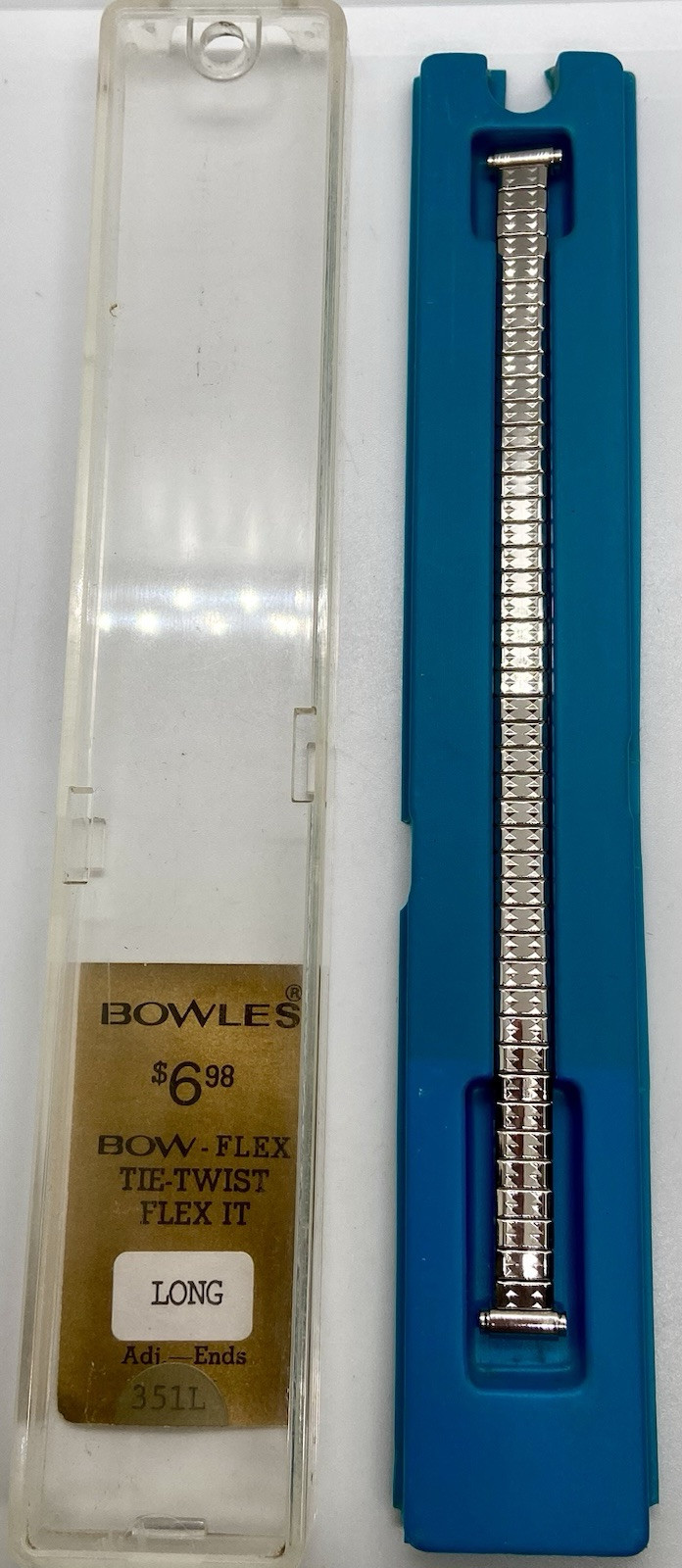 New VTG  BOWFLEX Watch Band Silver Glossy Fits 8-10mm Lugs 5-3/4” Long Expansion