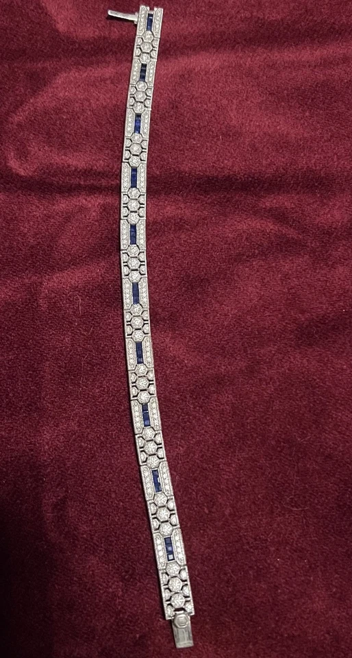 QVC - Judith Ripka Sapphire & Diamonique Art Deco Bracelet - Sz 7.25" - Image 2 of 3