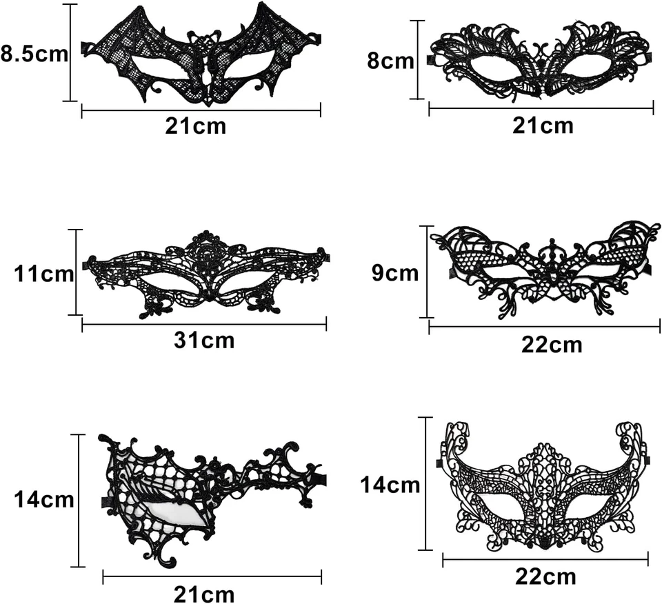Spitze Maske Damen Lace Augenmaske Schwarz Fasching Maskerade Halloween Karneval - Bild 2 von 4
