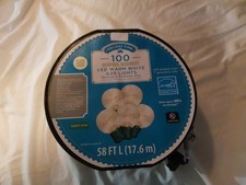    NEW Holiday Time 100 ct LED Super Bright WARM WHITE G30 Christmas Lights Reel