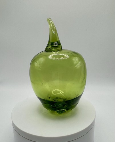 Viking Glass Hollow Green Apple Paperweight Vintage Mcm - Picture 3 of 12