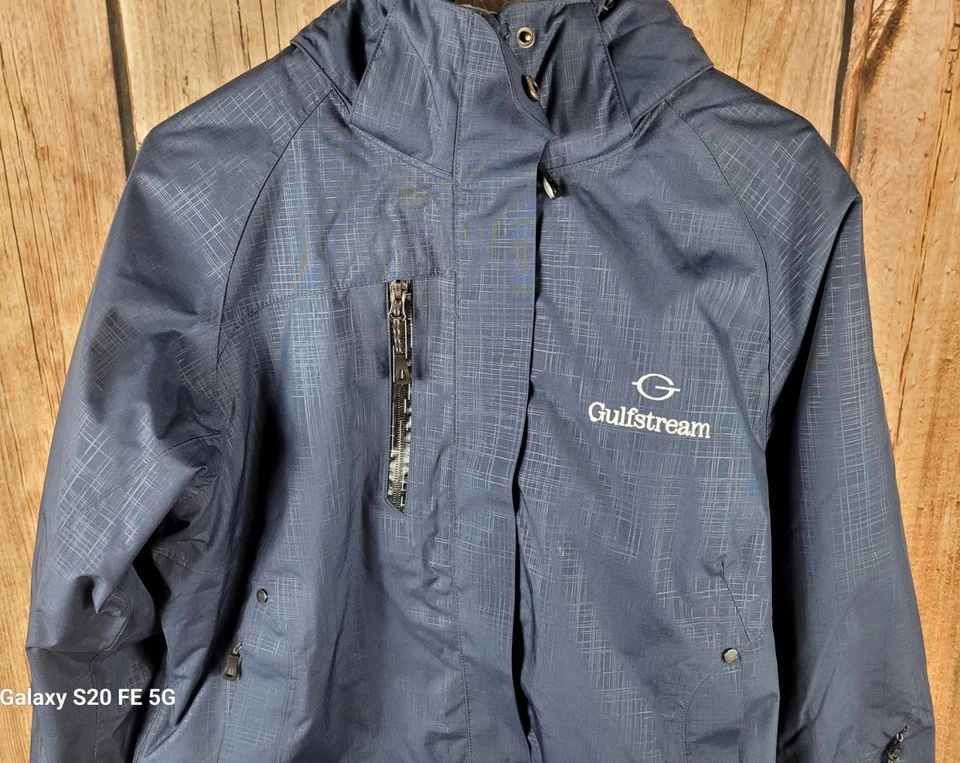 Chaqueta Gulfstream Azul Aislada Desmontable Damas Grande Jet Excelente Con Capucha Foto 2 de 4