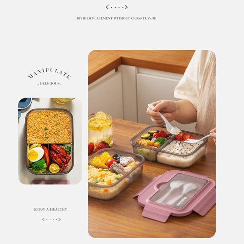 Leakproof Lunch Box Square Food Container New Divided Bento Box - Picture 5 of 18