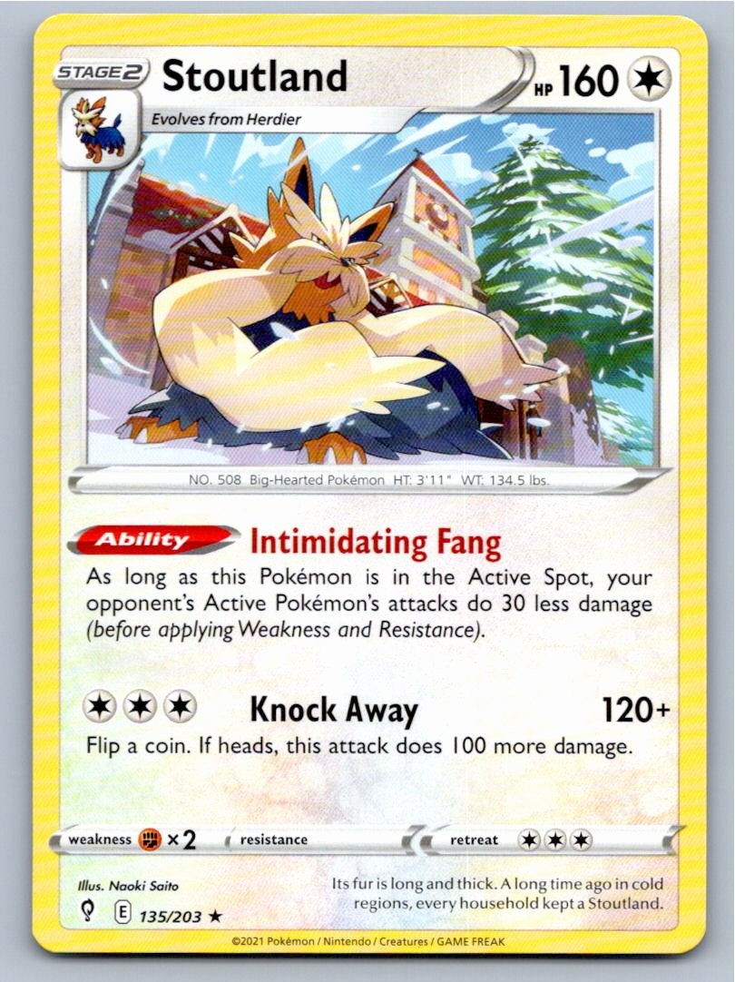 2021 POKEMON STOUTLAND EVOLVING SKIES 135/203 R NM A57154 FREE S&H