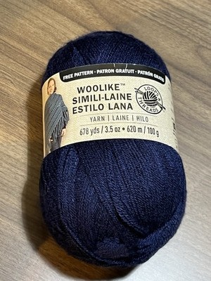 Loops & Threads Woolike Simili Laine Yarn Navy Acrylic Nylon 3.5oz 678yds # 1