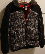 ZeroXposur Boys XL 14-16 Puffer Jacket Black Gray Camo Hooded Fleece Lined 218