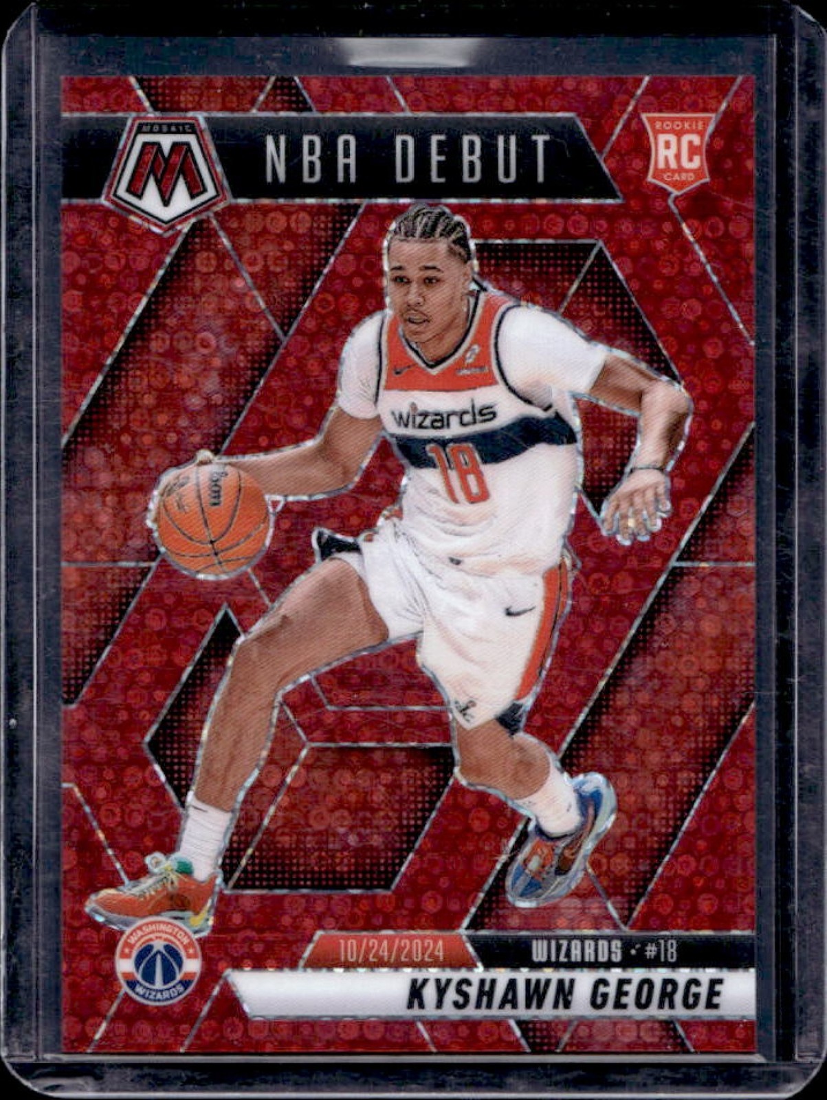 2024-25 Mosaic Kyshawn George RC Fast Break Red NBA Debut #89/99 Wizards