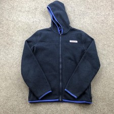 Vineyard Vines Jacket Girls Medium Navy Blue Fleece Hooded Full Zip Whale Logo
