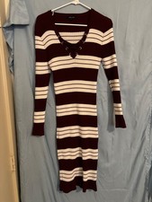 Burgundy striped maxi sweater dress 3XL