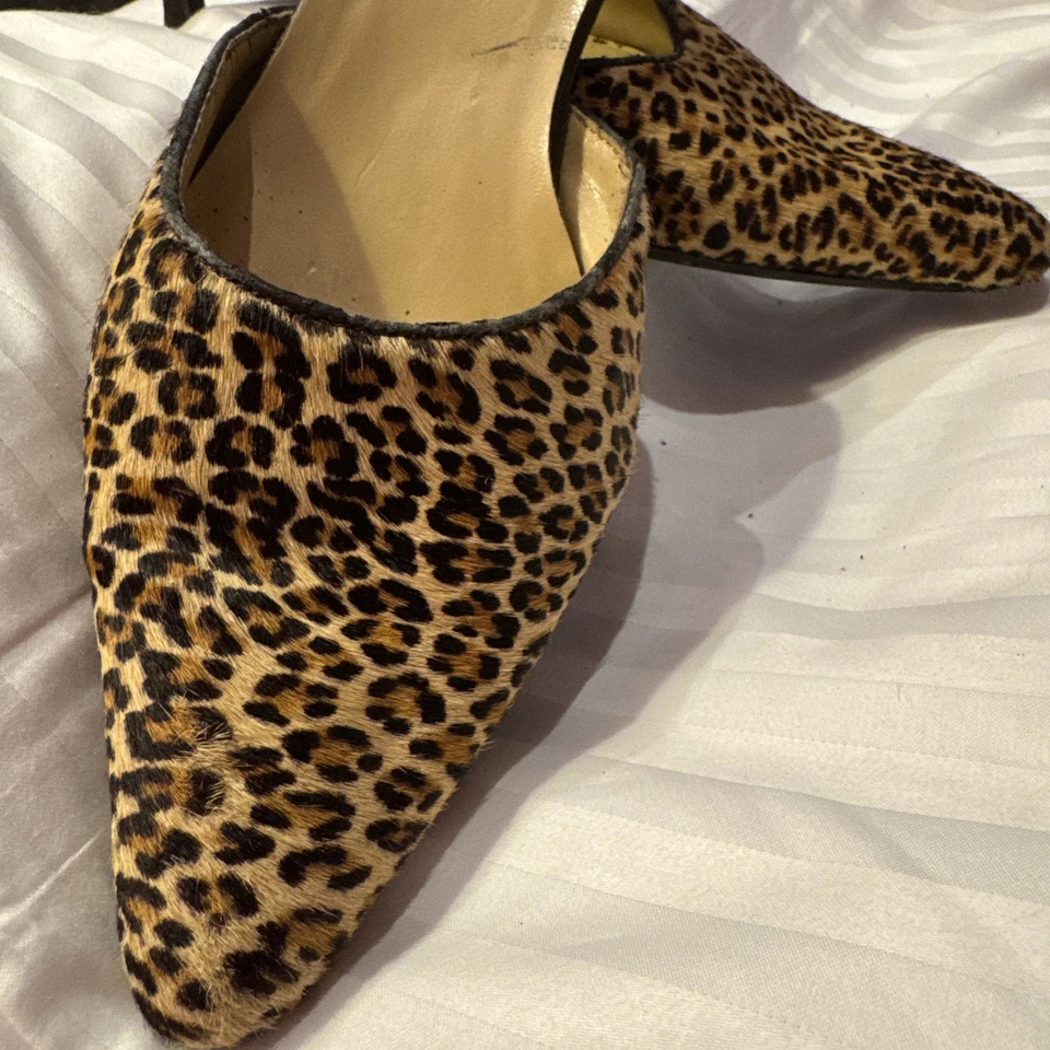 Bijou Calf Hair Leopard Print Mule Heel - Size 8 - Image 3 of 4