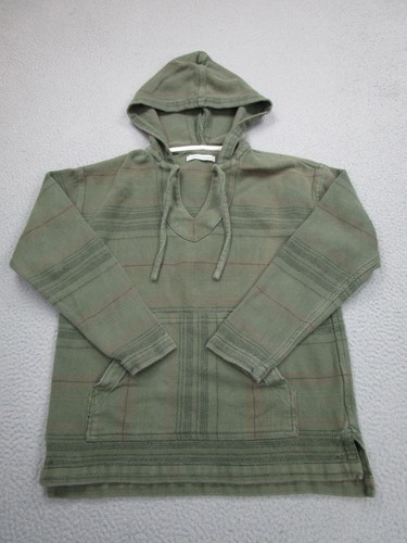 Outerknown Hoodie Mens Medium Green Striped Baja Organic Cotton Knit Pullover