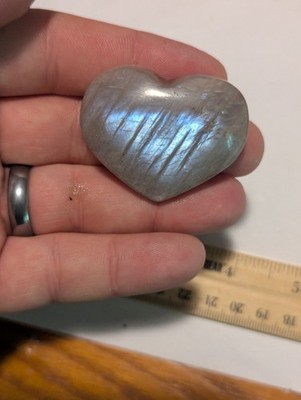 Moonstone Heart Blue Polished Crystal 