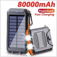 Solar Power Bank 80000mAh Portable Charger LED Light External Battery