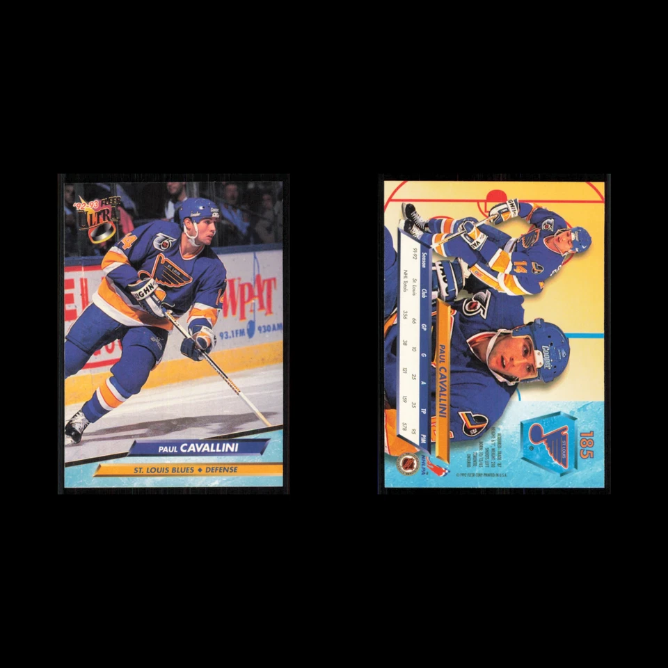 Paul Cavallini #185 1992 Fleer Ultra St. Louis Blues Hockey Card NHL NM - Image 3 of 3