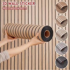 3D Wood Grain Panel Effect Wallpaper Stick Self-Adhesive Wood Slat Wall Paper 3M