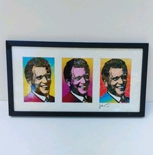 David Letterman Pop Art 2005 Signed Framed Triple Image Warhol Style 21x11 