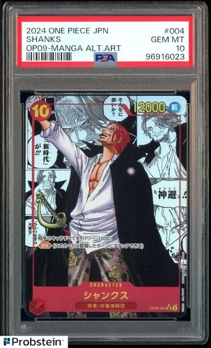 2024 One Piece OP09 Japanese #004 Shanks Manga Alternate Art PSA 10 GEM MINT