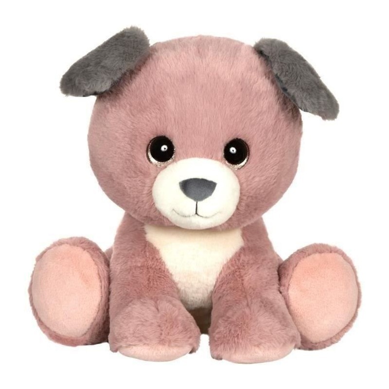 Peluche Chien Gipsy Toys Puppy Eyes Grand Doudou Chiot Rose Gris 40CM