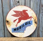 Vintage Mobil Oil Pegasus Porcelain Metal Sign (Texlite Dallas)