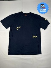 Rare Vintage Evisu Multi Pocket Gull Heavyweight T Shirt Navy Size L