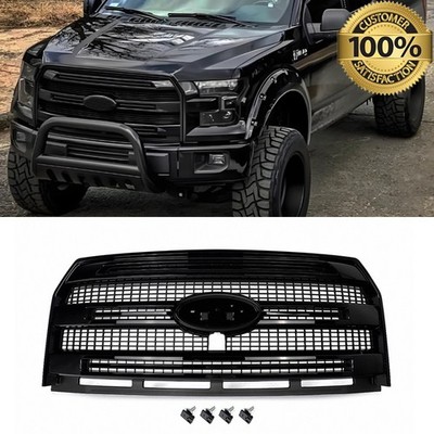For 2015 2016 2017 Ford F-150 Platinum Shadow Black Front Grille W/ Camera Hole
