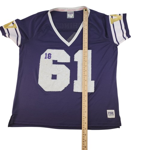 Maglia calcio Washington State donna piccole paillettes viola scintillante bianca - Foto 11 di 15