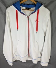 Under Armour Mens L Full Zip Athletic Hoodie Performance Sweatshirt Red White Bl