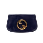 Authentic Gucci Vintage Blue Leather GG Blondie Clutch Bag Handbag