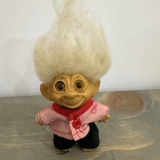 Vintage Troll Doll Grey Hair Amber Eyes Vintage Outfit