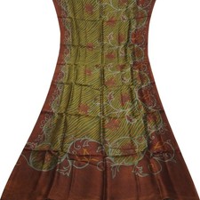 Namaste Vintage Green Sarees 100 Pure Silk Floral Printed Sari 5YD Craft Fabric