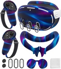 Silicone Cover Compatible with Meta/Oculus Quest 3 Accessories (Aurora Blue)