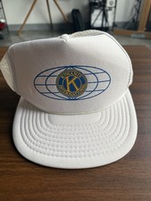 Vintage Kiwanis International Trucker Hat White Mesh Snapback Foam Front Cap