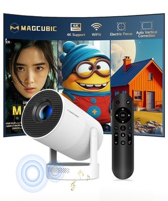 【Electric Focus】Mini Projector 4K Support, Portable Projector with WiFi 6 and...