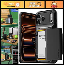 Sturdy Card Holder Case for iPhone 17 Pro Max 2025 - Semi Auto Wallet, Matte B