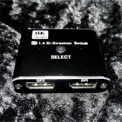 DP 8K DisplayPort to DisplayPort Bi-Direction AV Splitter Switcher 1:2 Black