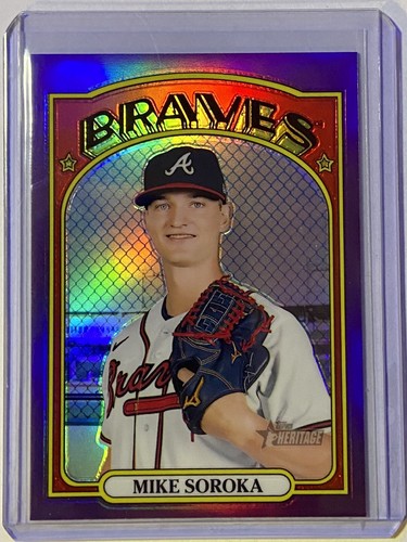 Topps Heritage 2021 cromo púrpura Mike Soroka #219 - Imagen 2 de 3