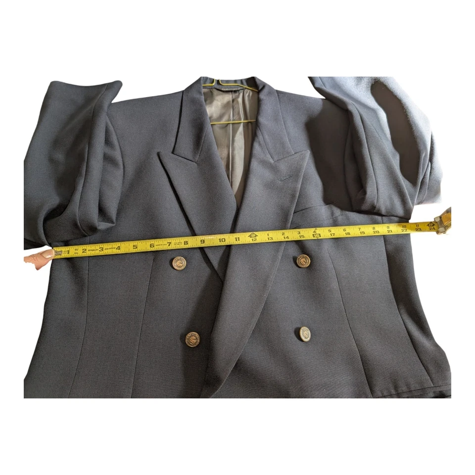 Vtg Pierre Cardin Double Breasted Dark Navy Blue Sport Coat Mens Size 44L EUC - Image 3 of 4