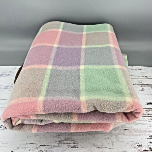 Vintage Lambs Wool Blanket 150x250 Single Pink Check Waverley