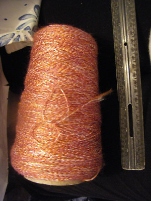 1 cone most left  St andre spinning inc Made in the USA yarn--pink white thread