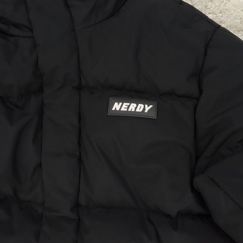 NERDY Puffer Jacket Small Unisex Nordy Rubber Long Back Spell Out Coat Purple - Bild 2 von 20