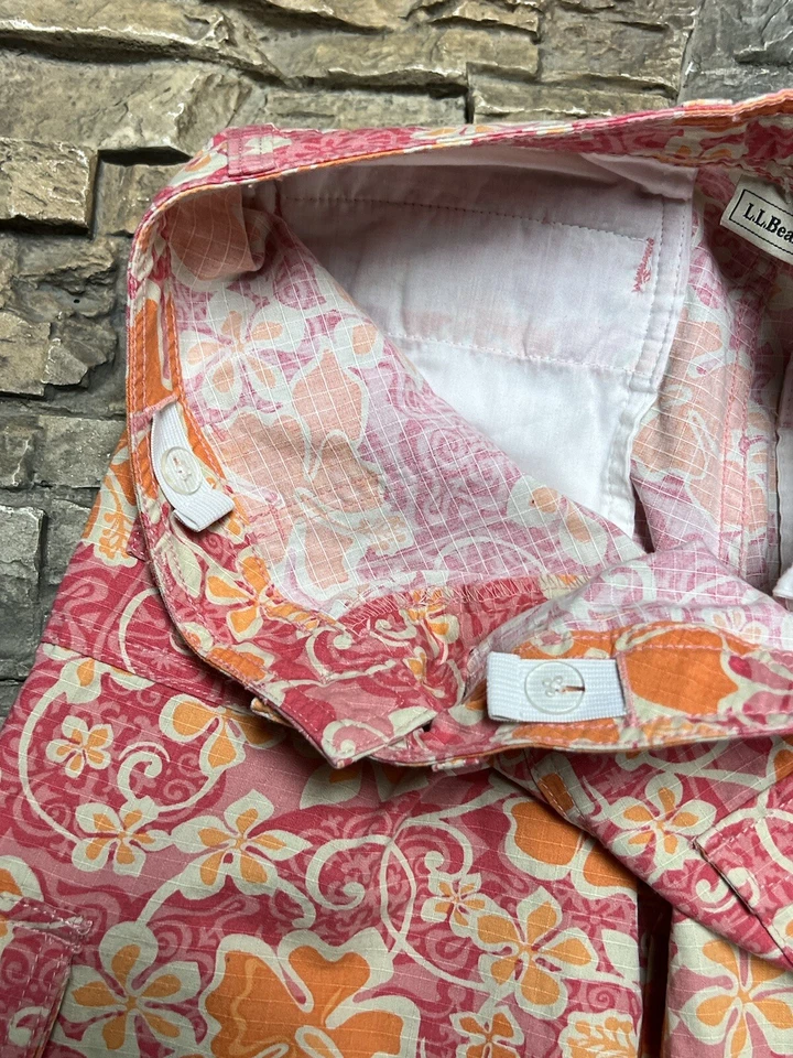 LL Bean девочек 14 рипстоп приключение грузовой брюки цветочный розовый оранжевый холст новый с Ярлыками - Изображение 4 из 4