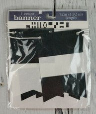 Horizon Group 72" Length Cloth Banner Decor - Black  White Party Decoration