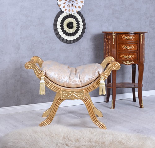 Stool Baroque Gondola Rococo Bench Sitting Stool Gold Stool Bench Antique - Picture 2 of 4