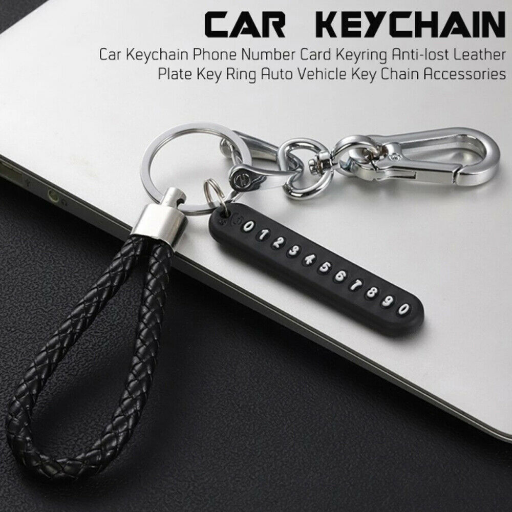 Antilost Phone Number Plate Keychain, Auto veículo Keyring