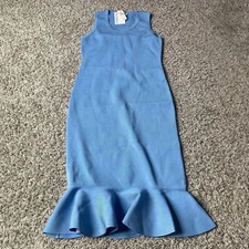 j w anderson Womens Ruffled Hem Sleeveless Dress Midi Sky Blue M $690