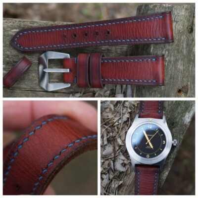 Soft handmade brown watch strap for Panerai 24 mm *Ready-Made *US-DutyPaid